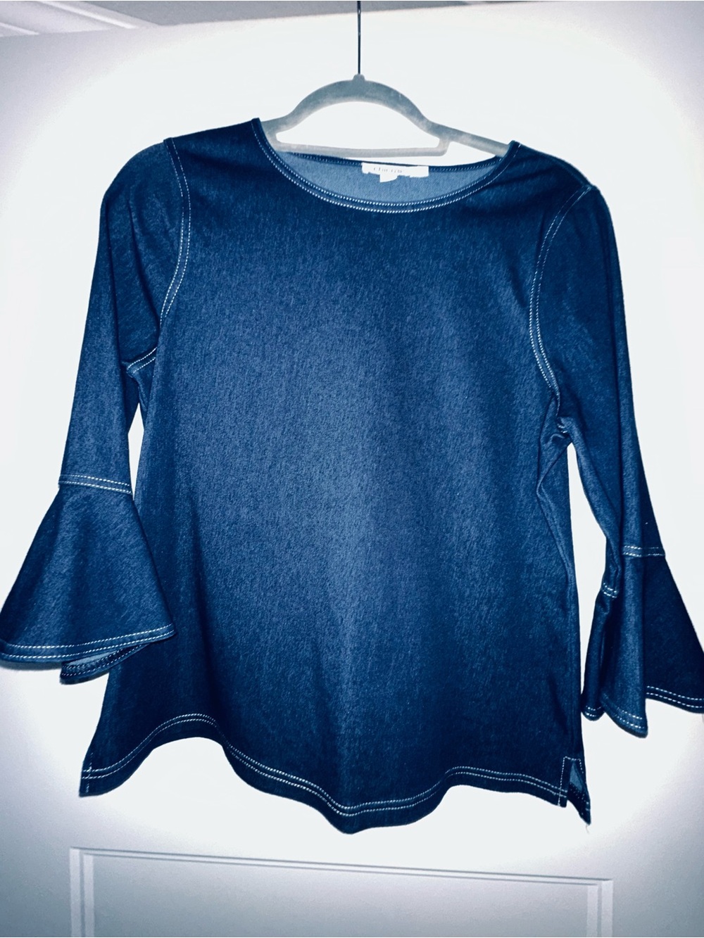 Chico's Dark Navy Bell Sleeve Denim Stretch Tunic